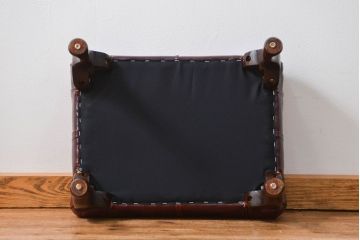 中古 イギリス直輸入 本革 チェスターフィールド ソファ オットマン