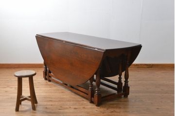 アンティーク家具　イギリスアンティーク 希少特大 オーク材 8〜9人掛けバタフライテーブル(エクステンションテーブル)