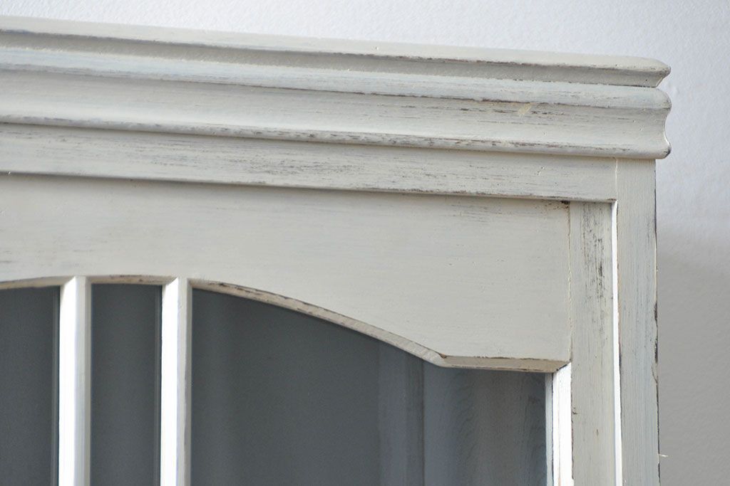 アンティーク家具　アンティークペイント　大きな二段重ねキャビネット(食器棚、収納棚)