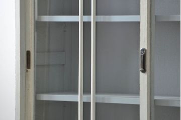 アンティーク家具　アンティークペイント　大きな二段重ねキャビネット(食器棚、収納棚)