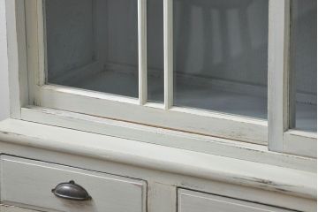 アンティーク家具　アンティークペイント　大きな二段重ねキャビネット(食器棚、収納棚)