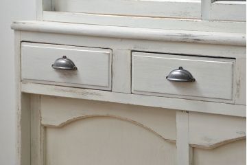 アンティーク家具　アンティークペイント　大きな二段重ねキャビネット(食器棚、収納棚)