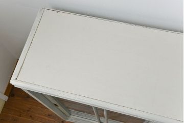 アンティーク家具　アンティークペイント　大きな二段重ねキャビネット(食器棚、収納棚)