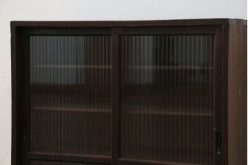 アンティーク家具　アンティーク モールガラス入りの小さな収納棚