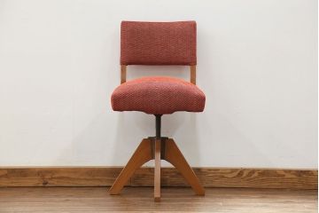 アンティーク家具　アンティーク 古い木の小さな回転椅子(2)(回転イス、チェア)