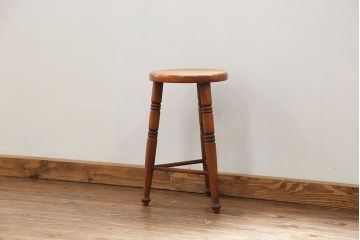 中古 かわいいデザインの木製スツール(丸椅子)