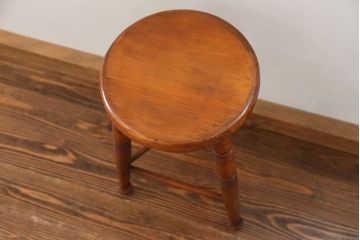 中古 かわいいデザインの木製スツール(丸椅子)