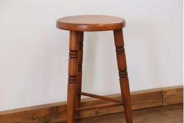 中古 かわいいデザインの木製スツール(丸椅子)