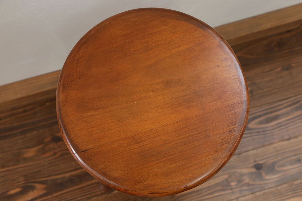 中古 かわいいデザインの木製スツール(丸椅子)