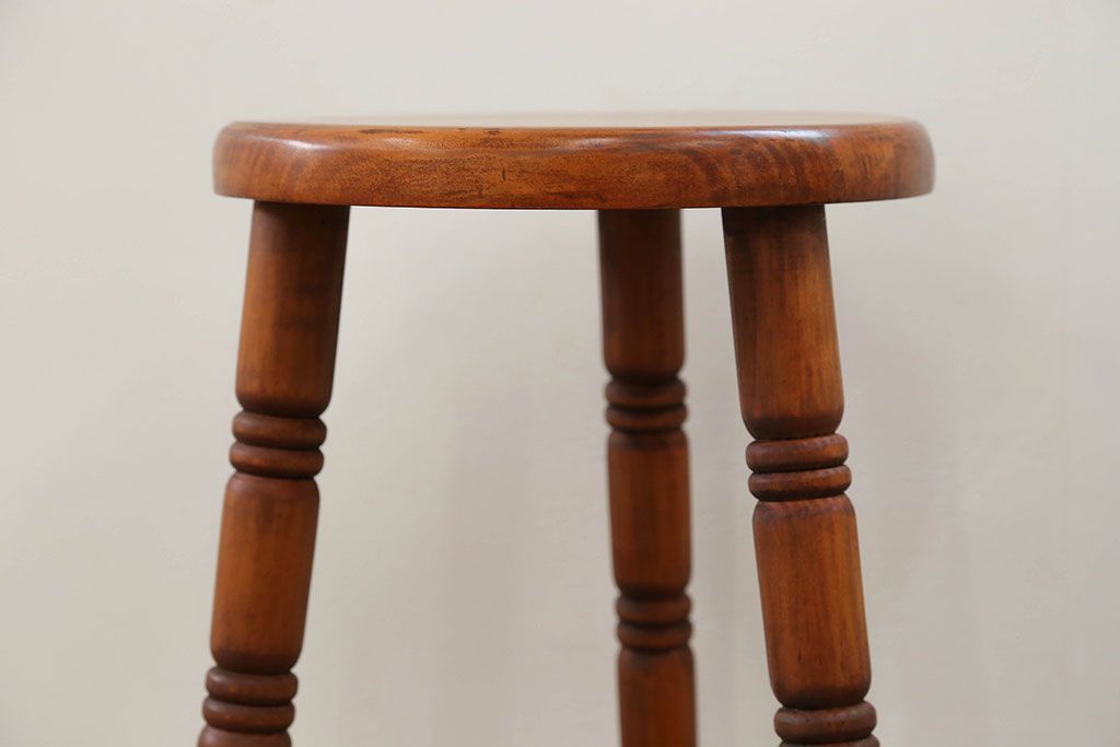 中古 かわいいデザインの木製スツール(丸椅子)
