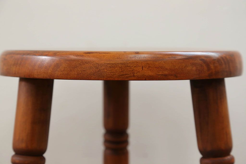 中古 かわいいデザインの木製スツール(丸椅子)