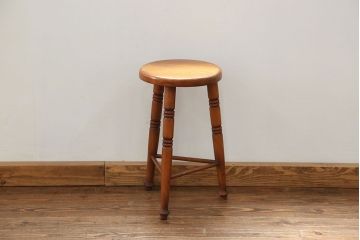 中古 かわいいデザインの木製スツール(丸椅子)