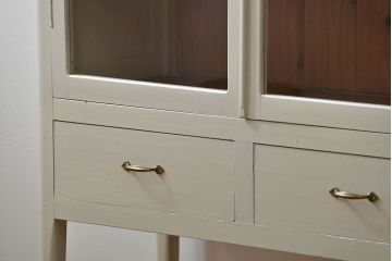 アンティーク家具　アンティーク　かわいいペイント食器棚(カップボード・キッチンキャビネット)