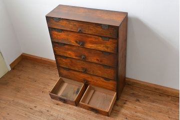 アンティーク家具　アンティーク 古い木の使い込まれたパタパタ下駄箱(収納棚)