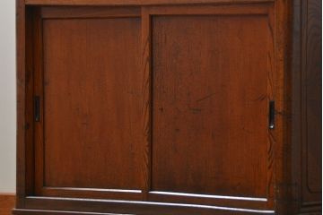 アンティーク家具　アンティーク 杢目の素晴らしい総欅材の脚付きカウンターテーブル(机、作業台)