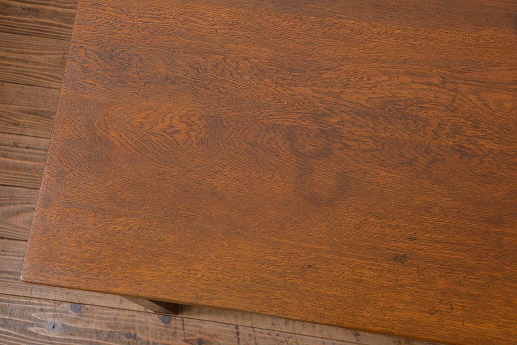 アンティーク家具　アンティーク 古いナラ材の片袖机(テーブル、作業台)