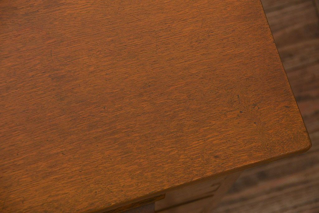 アンティーク家具　アンティーク 古いナラ材の片袖机(テーブル、作業台)