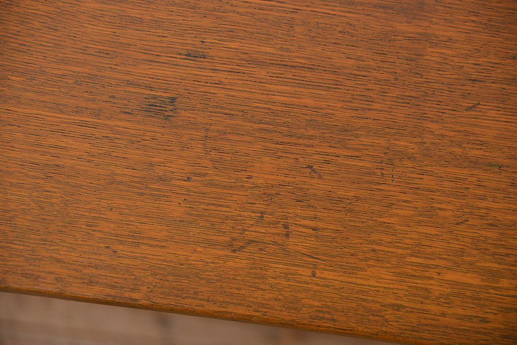 アンティーク家具　アンティーク 古いナラ材の片袖机(テーブル、作業台)