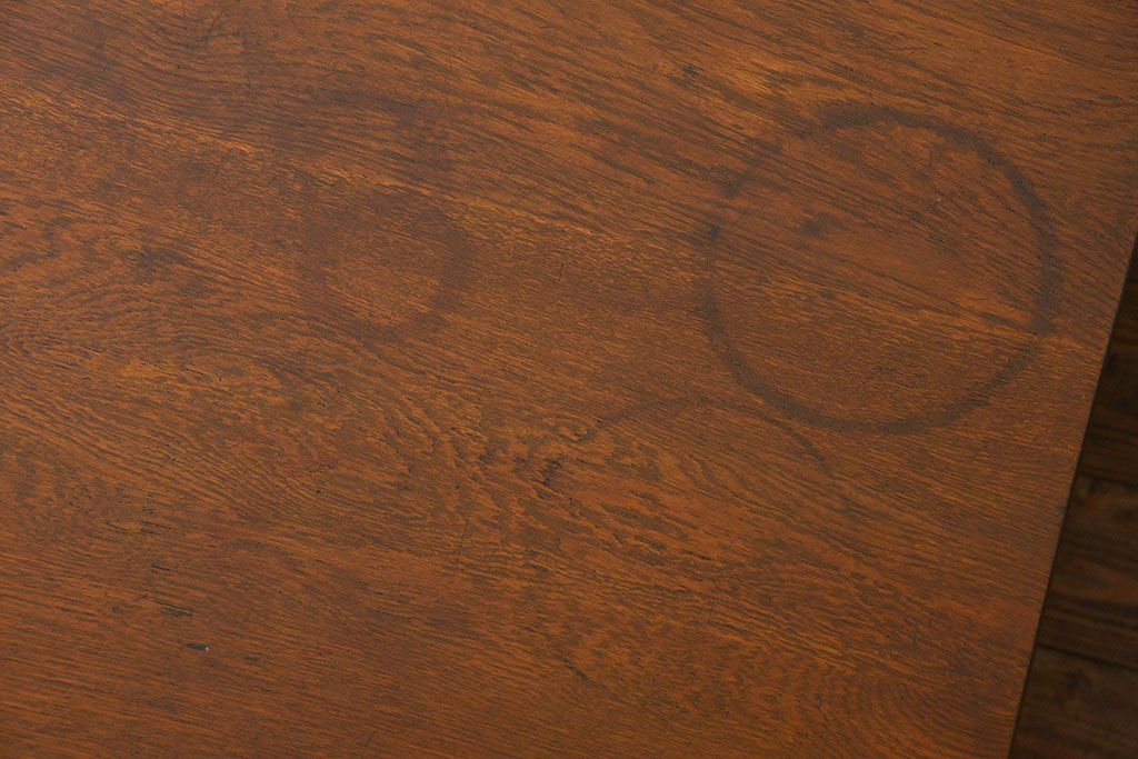 アンティーク家具　アンティーク 古いナラ材の片袖机(テーブル、作業台)