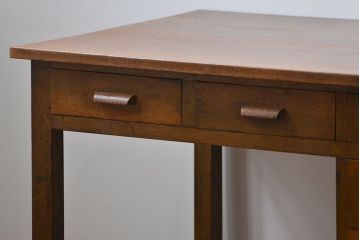 アンティーク家具　アンティーク 古いナラ材の片袖机(テーブル、作業台)