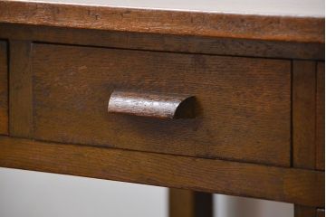 アンティーク家具　アンティーク 古いナラ材の片袖机(テーブル、作業台)