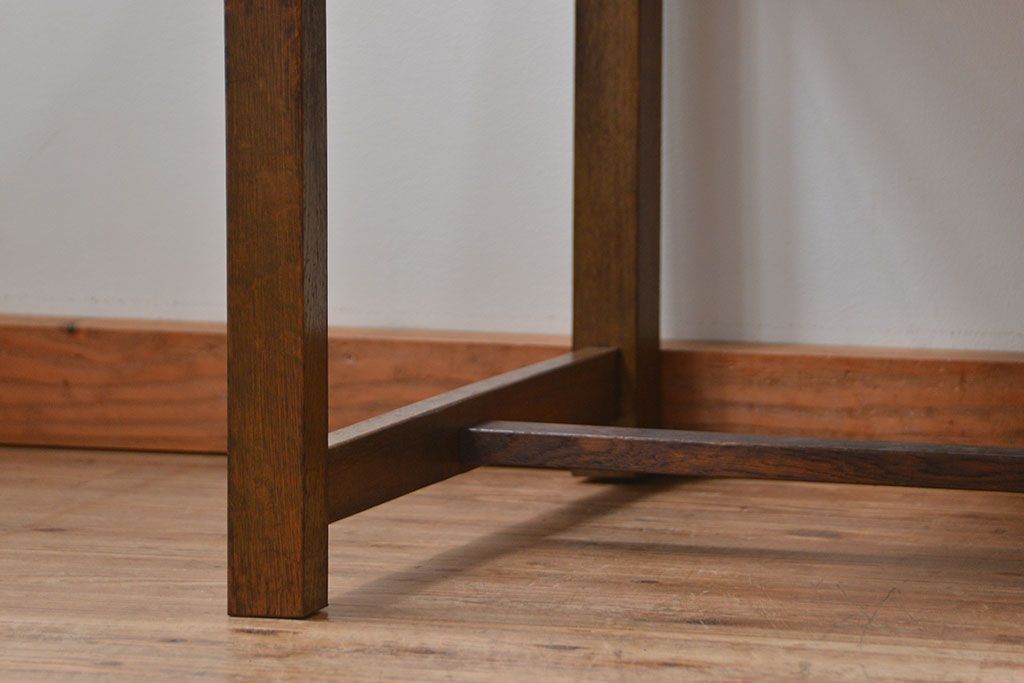 アンティーク家具　アンティーク 古いナラ材の片袖机(テーブル、作業台)