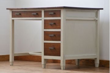 アンティーク家具　アンティークペイント かわいい片袖机(テーブル、デスク、在宅ワーク、在宅用)