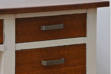 アンティーク家具　アンティークペイント かわいい片袖机(テーブル、デスク、在宅ワーク、在宅用)