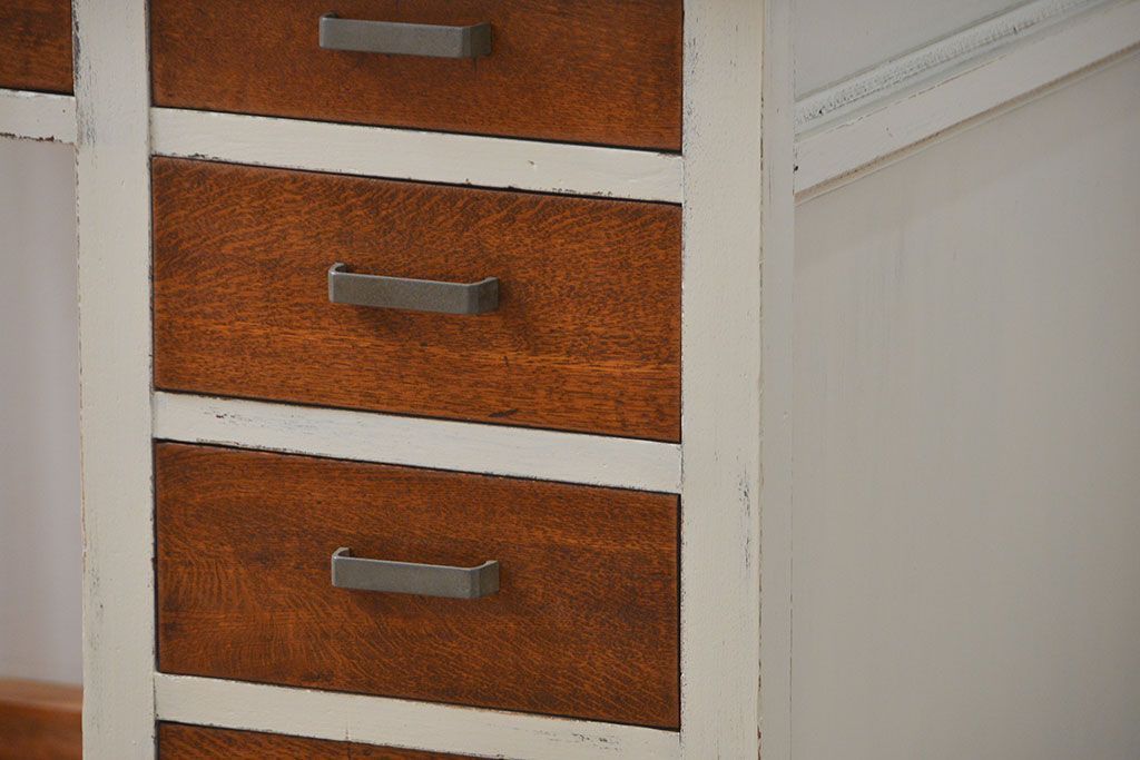 アンティーク家具　アンティークペイント かわいい片袖机(テーブル、デスク、在宅ワーク、在宅用)