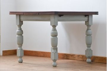 アンティーク家具　イギリスアンティーク ペンキのはげたかわいいドローリーフテーブル(エクステンションテーブル)