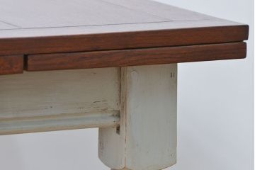アンティーク家具　イギリスアンティーク ペンキのはげたかわいいドローリーフテーブル(エクステンションテーブル)