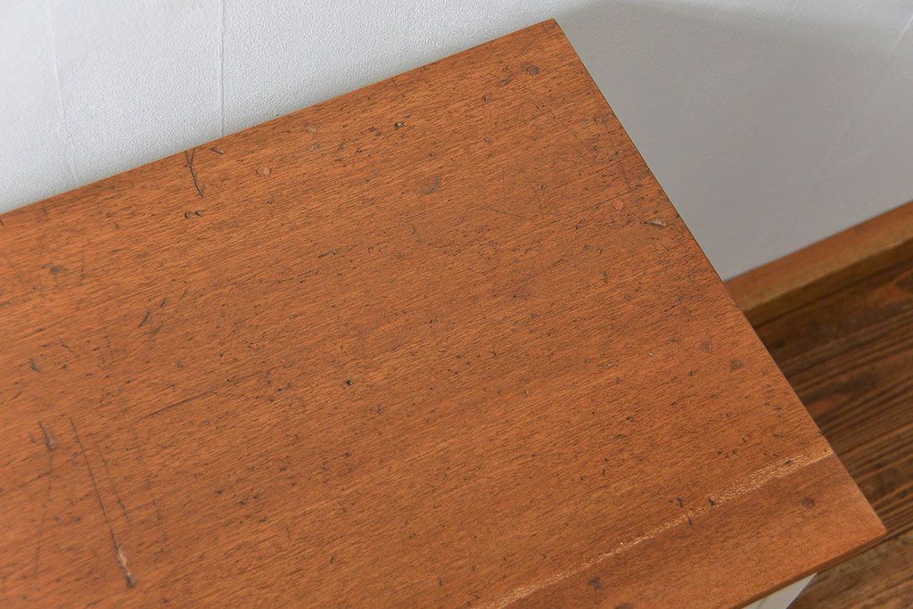 アンティーク家具　アンティーク リメイク品 モールガラスペイント キッチンキャビネット(カウンターテーブル)