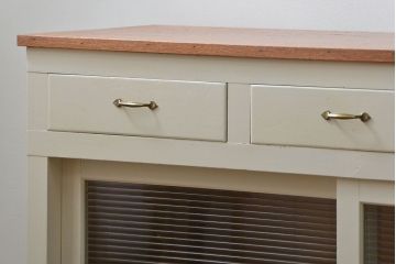 アンティーク家具　アンティーク リメイク品 モールガラスペイント キッチンキャビネット(カウンターテーブル)