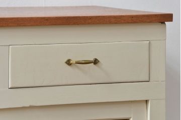 アンティーク家具　アンティーク リメイク品 モールガラスペイント キッチンキャビネット(カウンターテーブル)