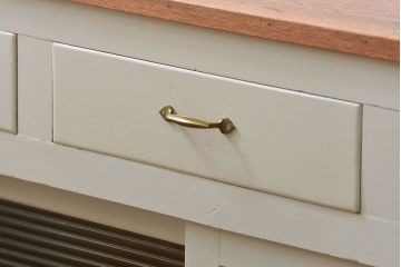 アンティーク家具　アンティーク リメイク品 モールガラスペイント キッチンキャビネット(カウンターテーブル)