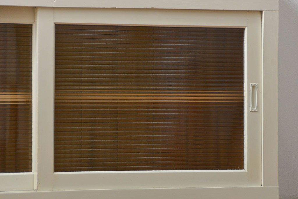 アンティーク家具　アンティーク リメイク品 モールガラスペイント キッチンキャビネット(カウンターテーブル)