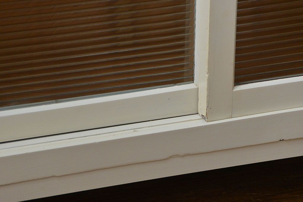 アンティーク家具　アンティーク リメイク品 モールガラスペイント キッチンキャビネット(カウンターテーブル)