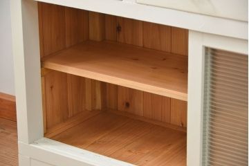 アンティーク家具　アンティーク リメイク品 モールガラスペイント キッチンキャビネット(カウンターテーブル)