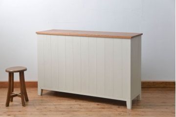 アンティーク家具　アンティーク リメイク品 モールガラスペイント キッチンキャビネット(カウンターテーブル)