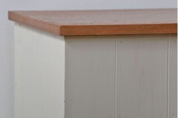 アンティーク家具　アンティーク リメイク品 モールガラスペイント キッチンキャビネット(カウンターテーブル)