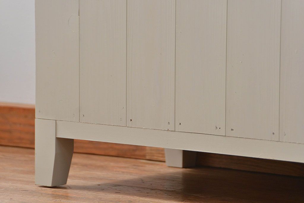 アンティーク家具　アンティーク リメイク品 モールガラスペイント キッチンキャビネット(カウンターテーブル)