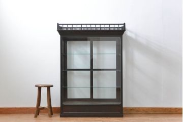 アンティーク家具　大正ロマン 高級品 天枠付き古いタバコ屋のガラスケース(ショーケース)
