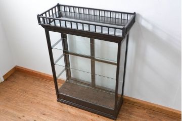 アンティーク家具　大正ロマン 高級品 天枠付き古いタバコ屋のガラスケース(ショーケース)