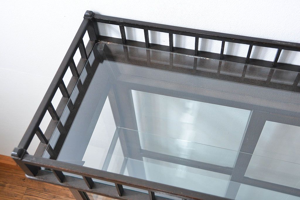 アンティーク家具　大正ロマン 高級品 天枠付き古いタバコ屋のガラスケース(ショーケース)