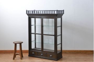 アンティーク家具　大正ロマン 高級品 天枠付き古いタバコ屋のガラスケース(ショーケース)