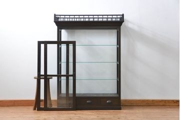 アンティーク家具　大正ロマン 高級品 天枠付き古いタバコ屋のガラスケース(ショーケース)