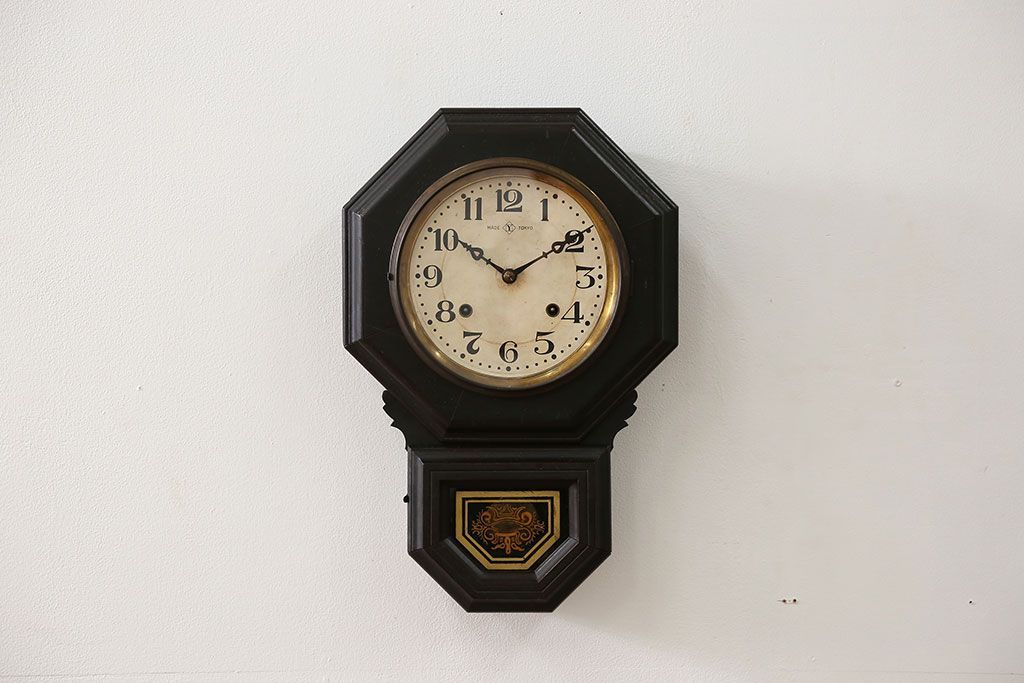 アンティーク雑貨　アンティーク 古い八角柱時計(ボンボン時計)