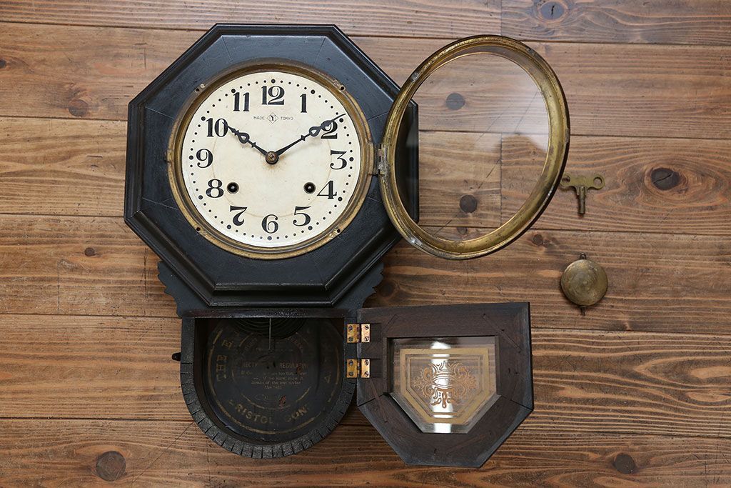 アンティーク雑貨　アンティーク 古い八角柱時計(ボンボン時計)