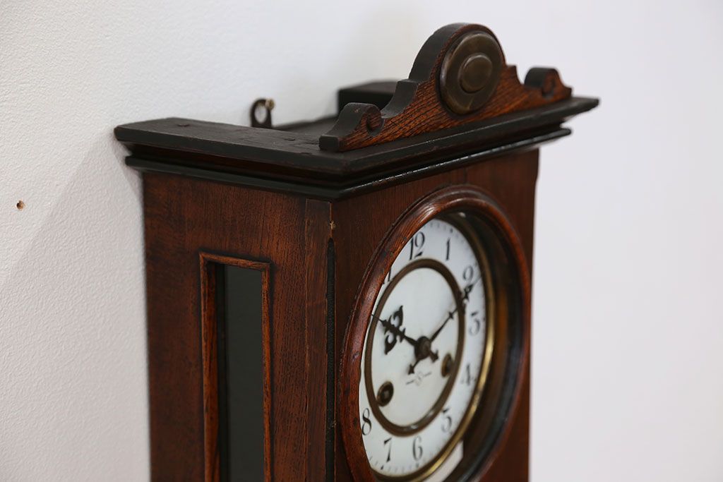 アンティーク雑貨　アンティーク 大正ロマン スジガラス 高級柱時計(ボンボン時計、スリゲル)