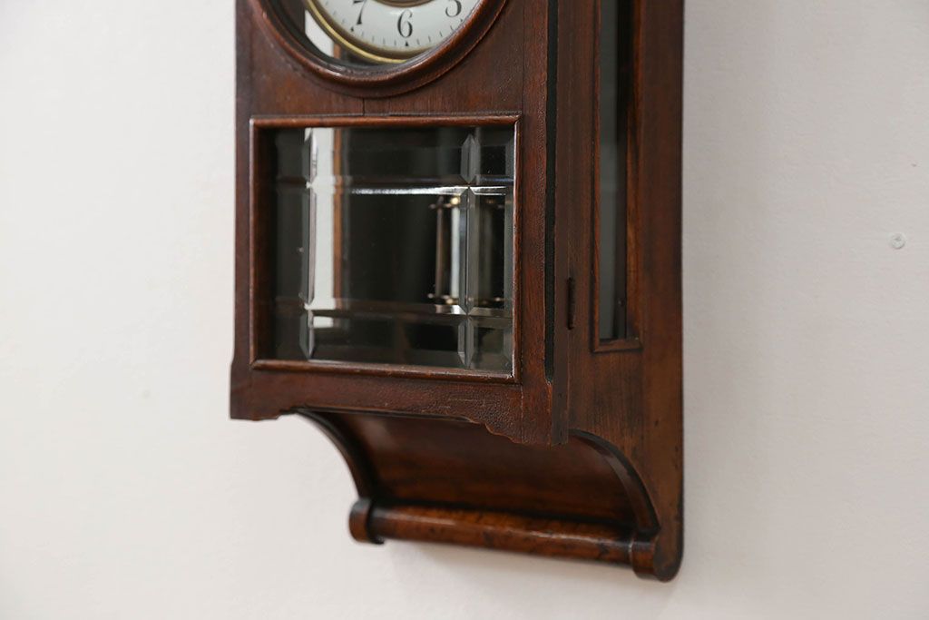 アンティーク雑貨　アンティーク 大正ロマン スジガラス 高級柱時計(ボンボン時計、スリゲル)